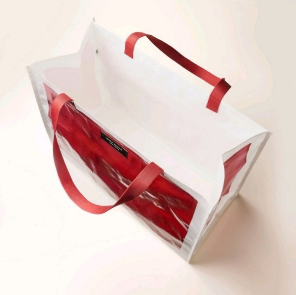 Kate Spade Red and White Tote Bag 18" by 24" by 10" - Picture 4 of 12